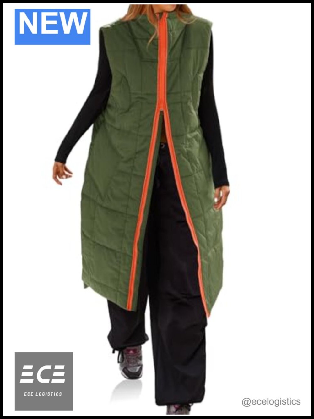 Long Quilted Puffer Vest Lightweight Sleeveless Winter Layering Coat